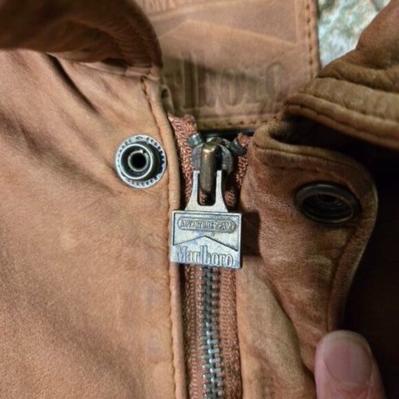 Vintage 90s Marlboro Suede Leather Bomber Jacket Mens L Rugged Distressed - Picture 13 of 16